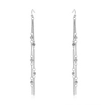 Latest Design Fashion Silver Long Chain Crystal Earrings